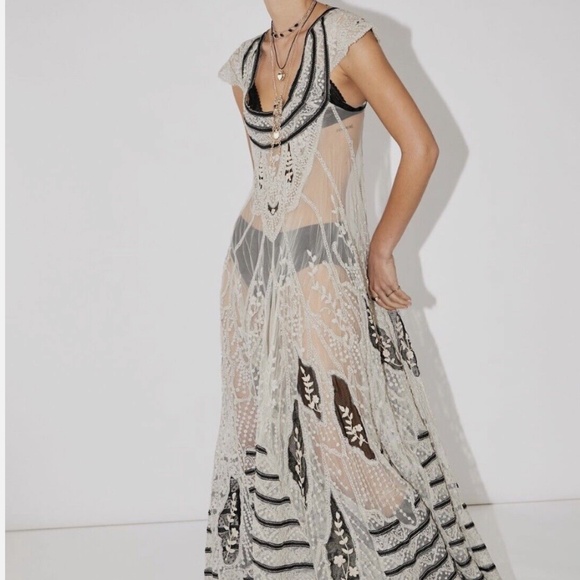 Free People Ethereal Lace Vintage Embroidered Maxi Dress - RARE!   Moved to EBAY - Picture 2 of 8